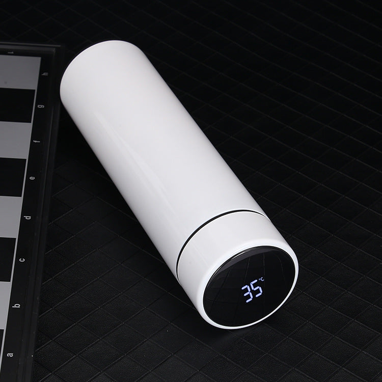 White 500ml smart vacuum water bottle, digital temp display