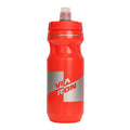 Red outdoor sports water bottle with screw cap and Via Run logo label