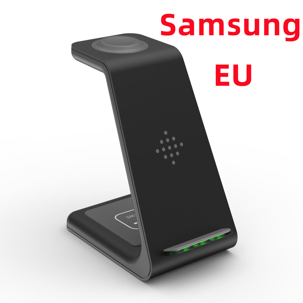 3-in-1 wireless charging stand, black upright phone holder with charging base and port