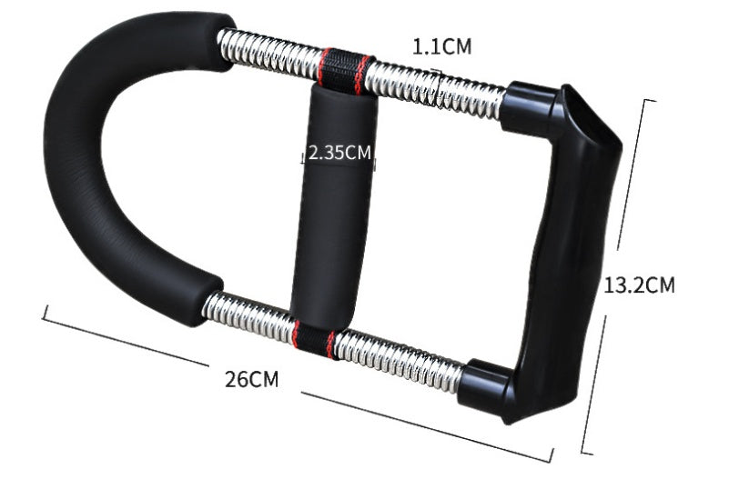 Black adjustable wrist grip trainer with padded U handles and spring coils