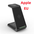 3-in-1 wireless charging stand, black phone dock with charging pads and USB port