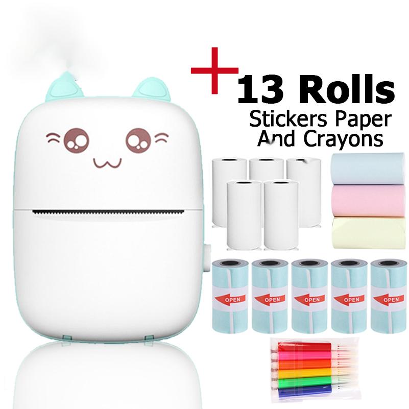 Mint portable mini label printer with included paper rolls and sticker rolls